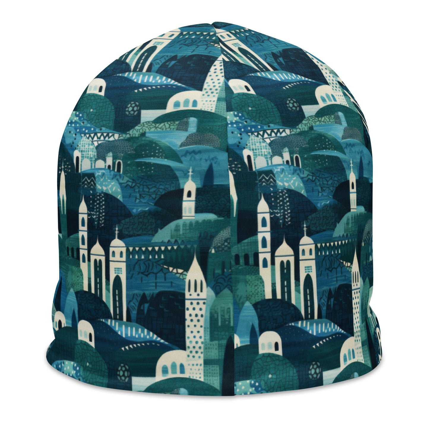 All-Over Print Beanie -Elf Houses