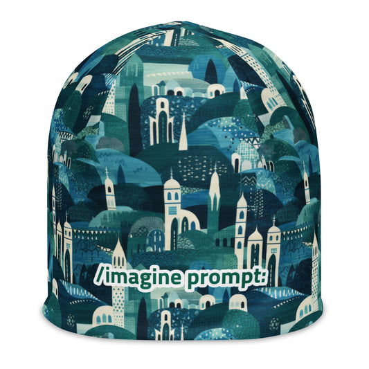 All-Over Print Beanie -Elf Houses