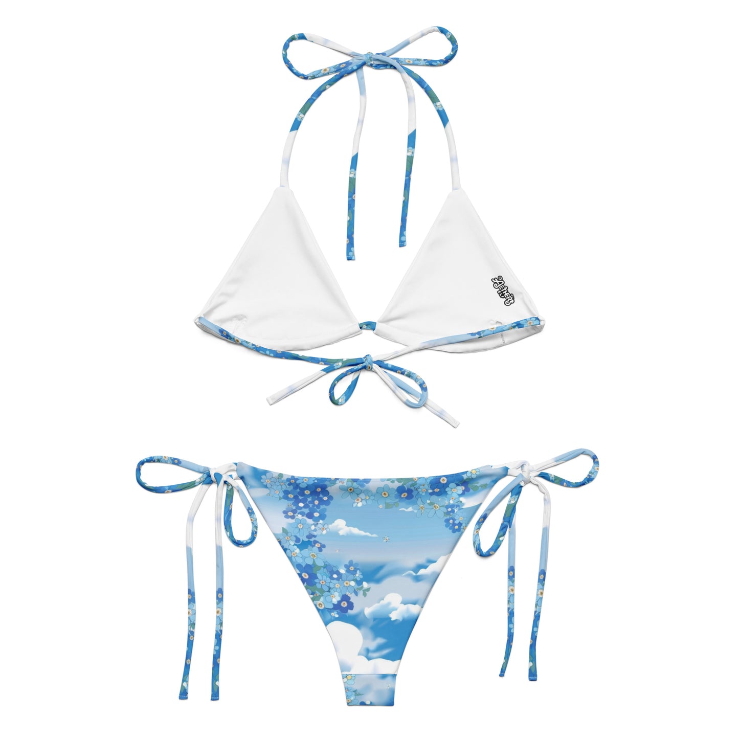 All-over print  Blue Sky recycled string bikini