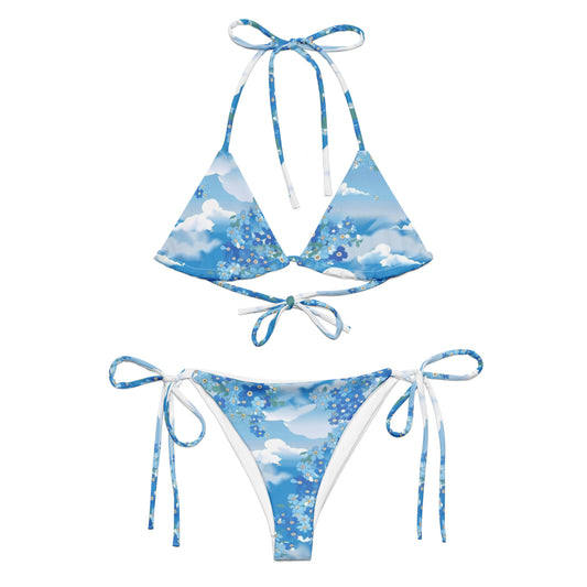 All-over print  Blue Sky recycled string bikini